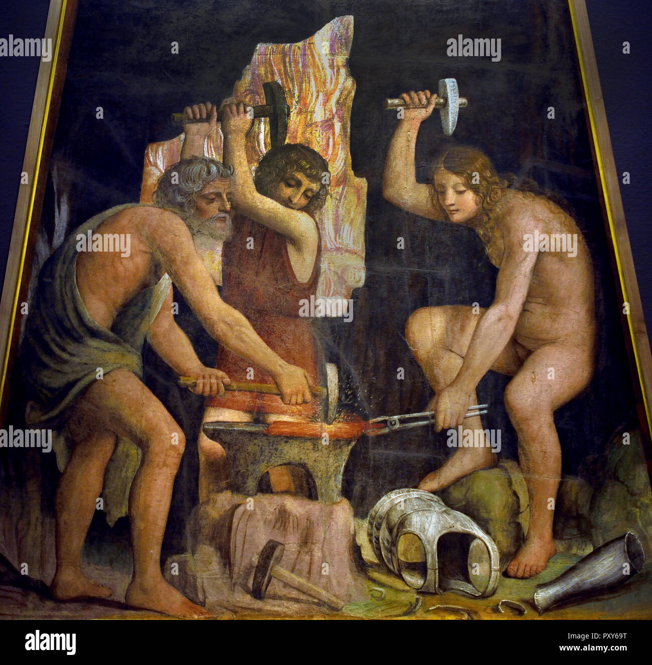 Venus in the Forge of Vulcanus 1509-1510 by Bernardino Luini 15-16th Century Italy, Italian. Fresco Stock Photo