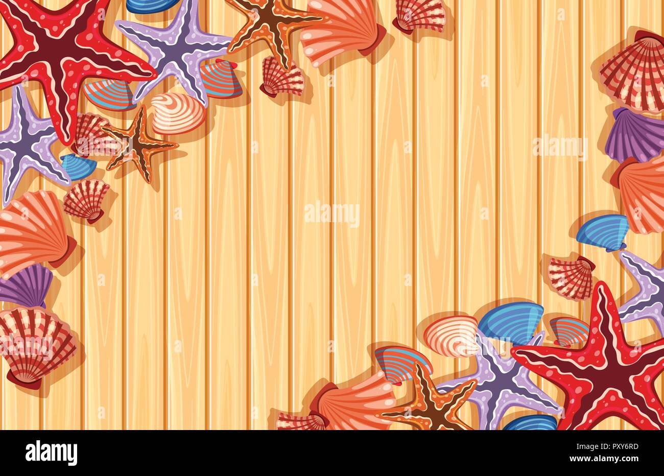 Background template with starfish and shells illustration Stock Vector ...