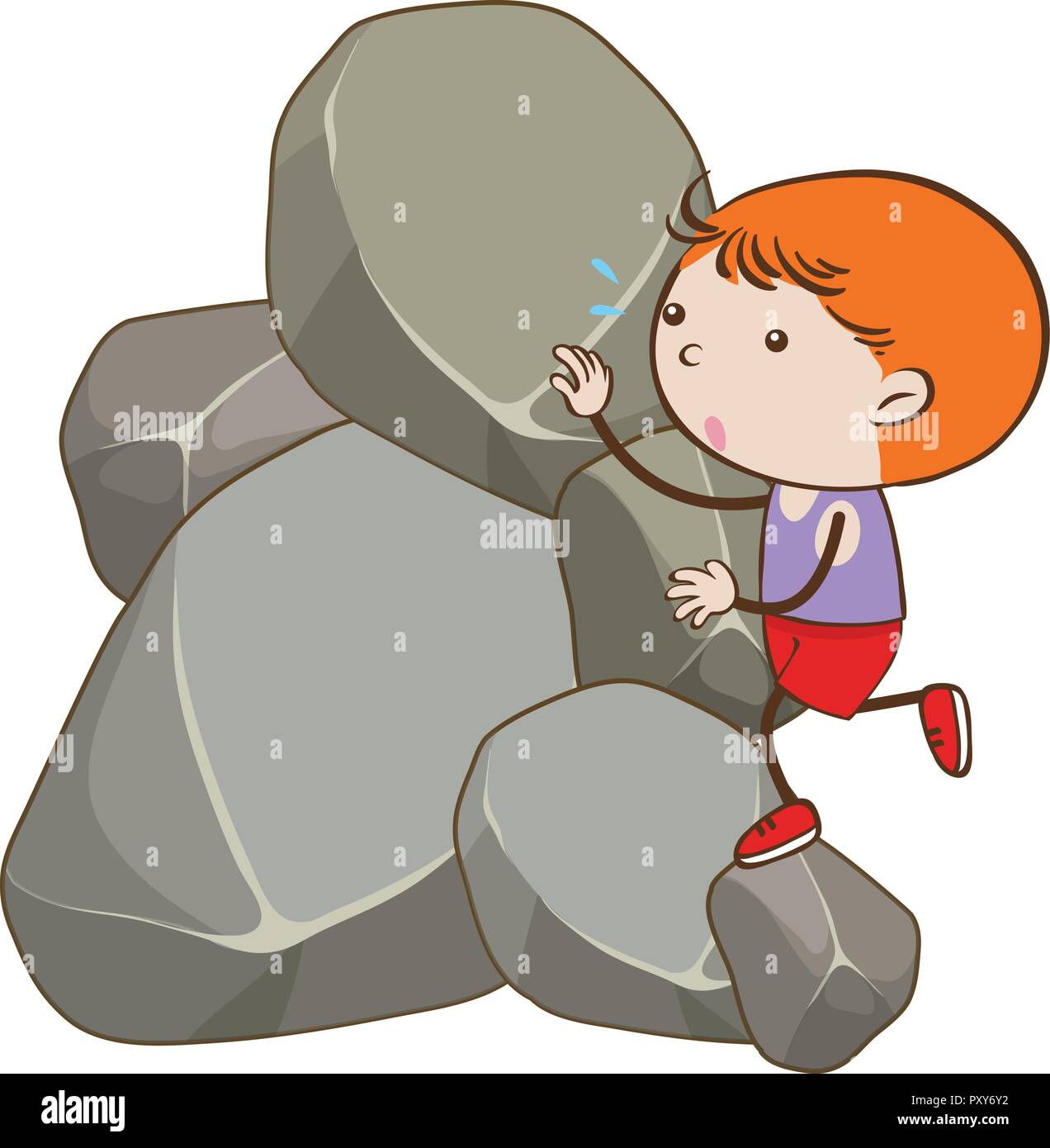 A Boy Climbing the Rock illustration Stock Vector Image & Art - Alamy