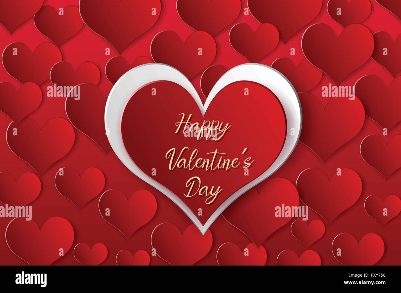 Valentine card template with red hearts in background illustration ...