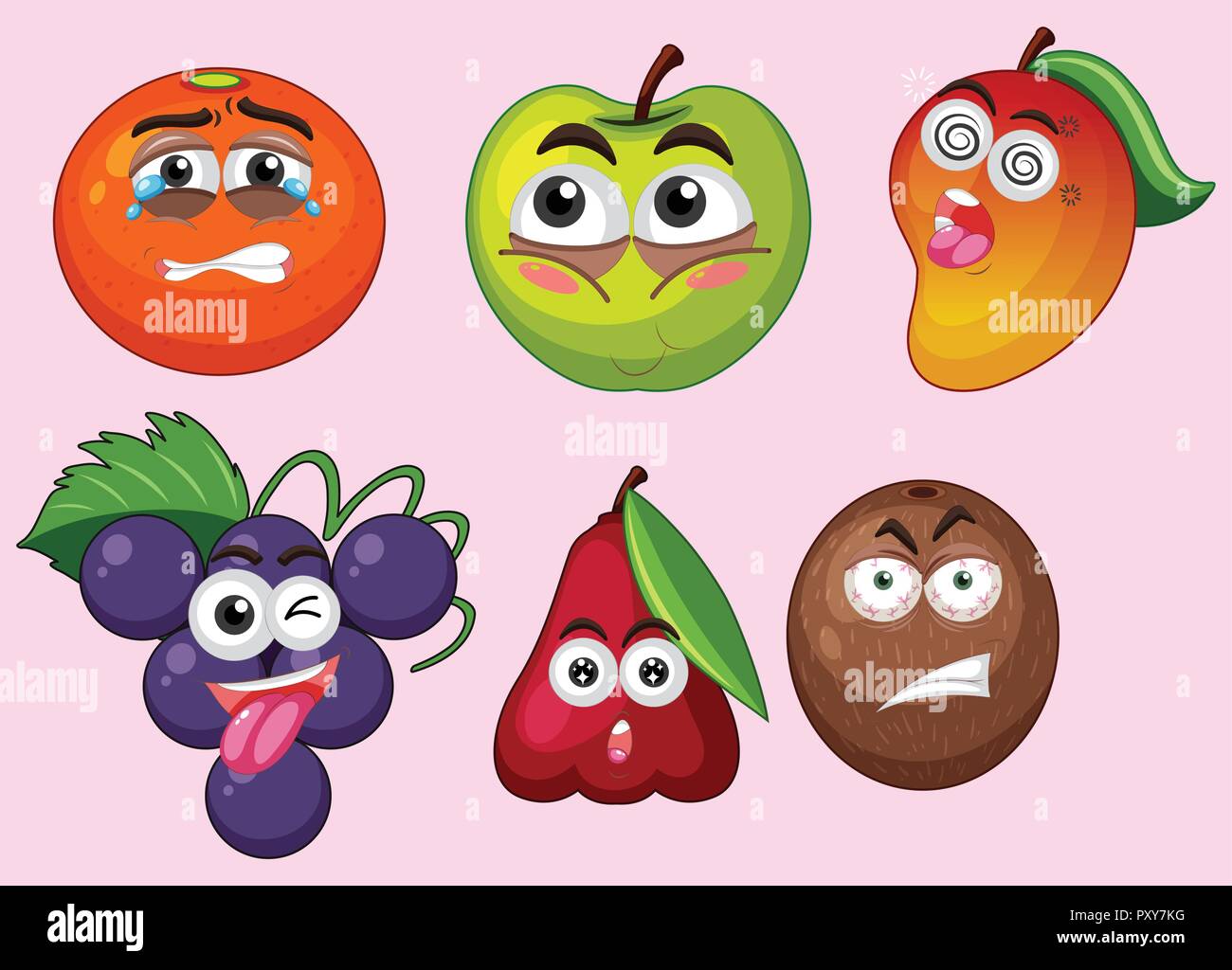 Fruits with different facial expressions illustration Stock Vector Image & Art Alamy