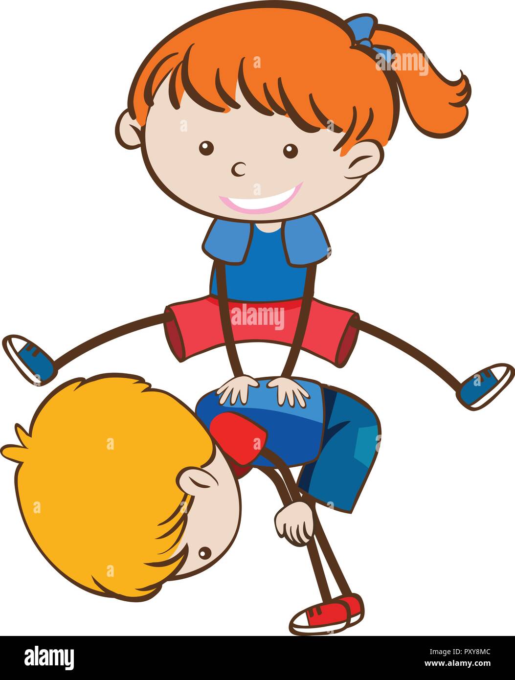 Boy and Girl Jumping on White Background illustration Stock Vector ...