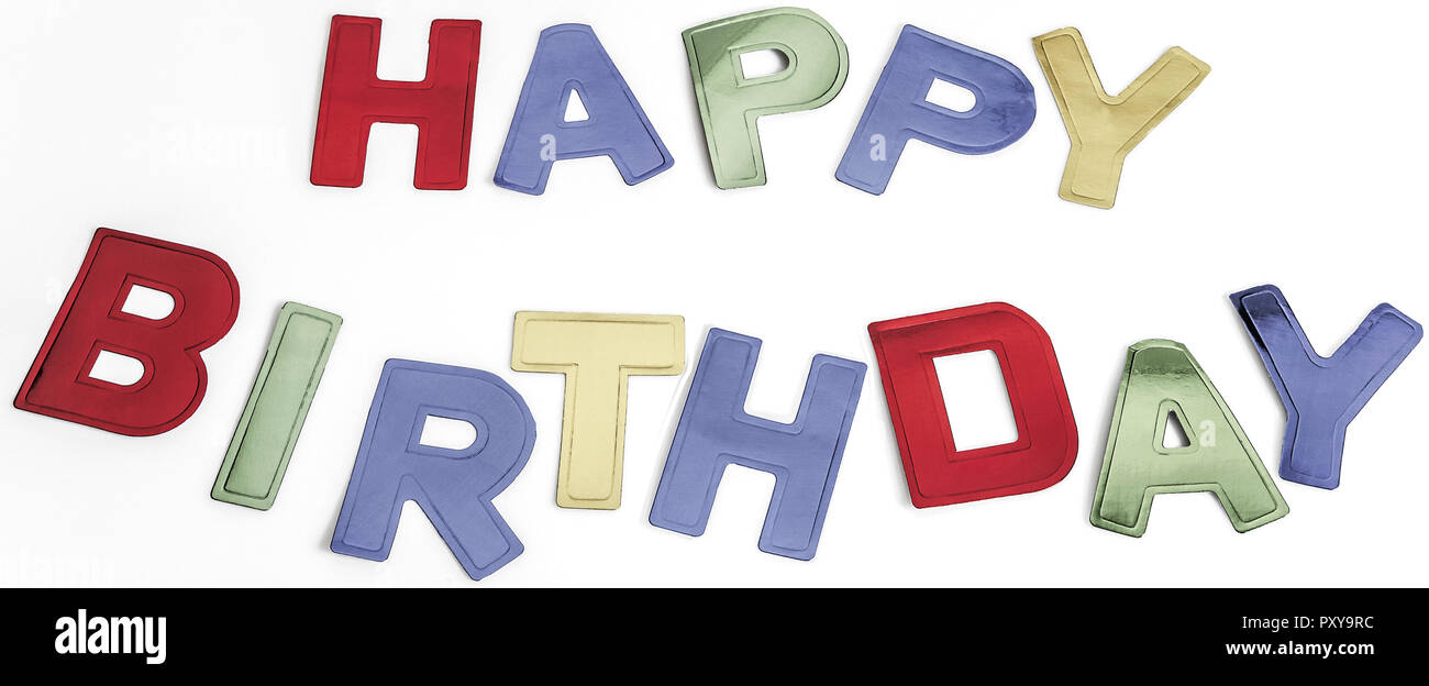 Happy Birthday aus bunten Buchstaben Stock Photo