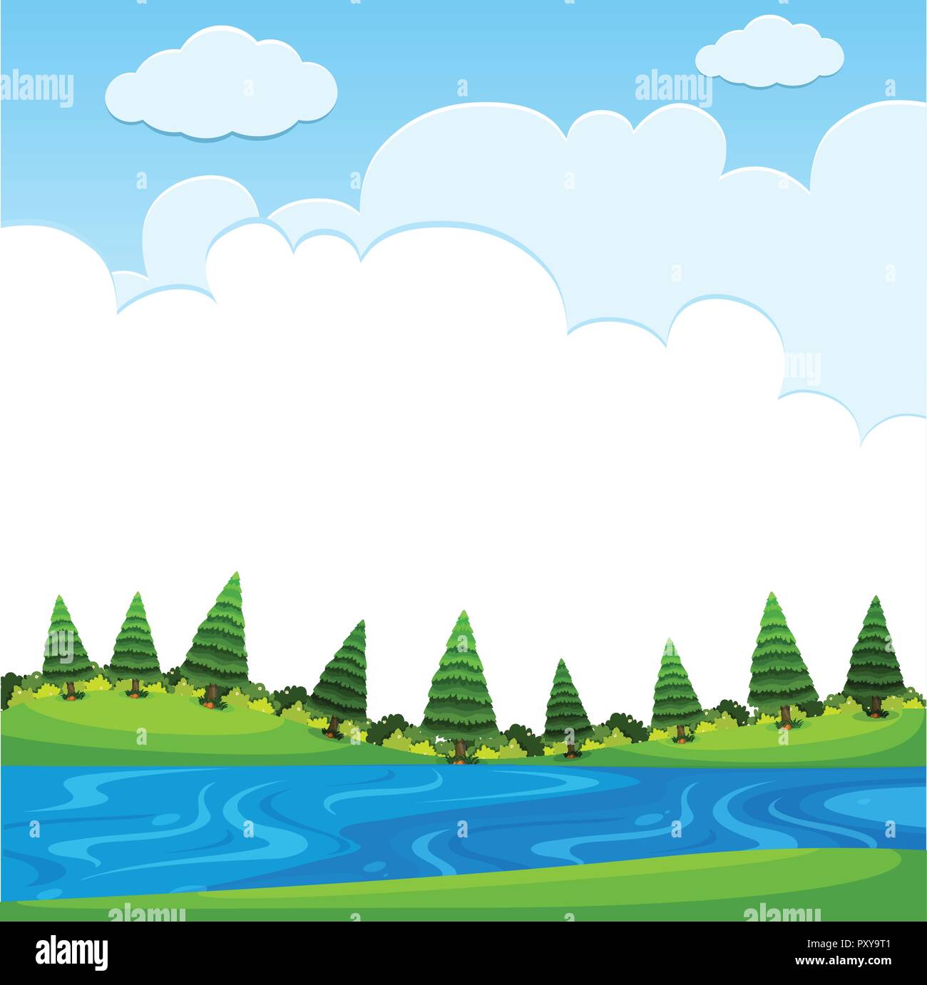 Nature scene with pine trees in the park illustration Stock Vector ...