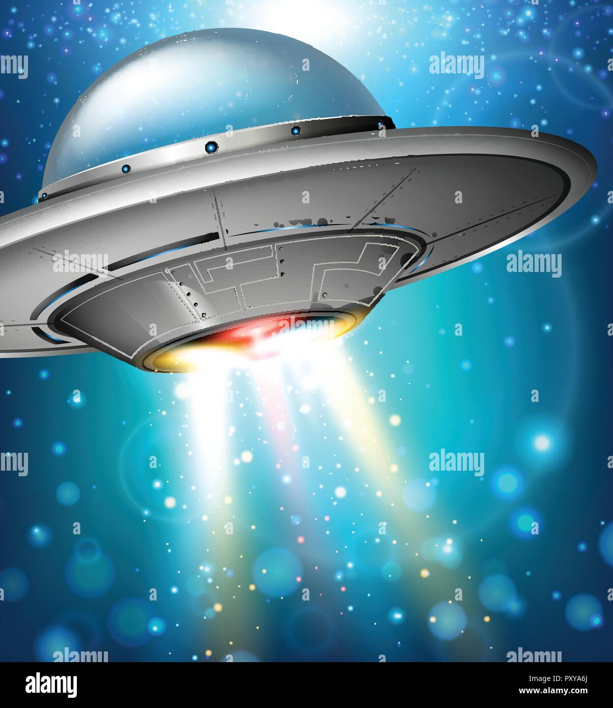 Scene with UFO in space illustration Stock Vector Image & Art - Alamy