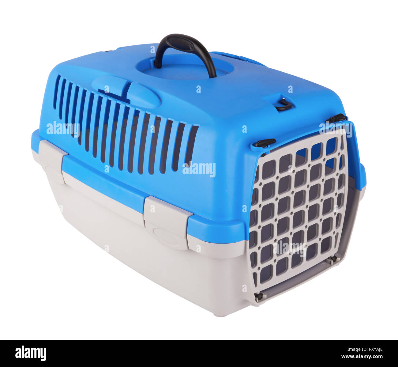 Cage for transporting pets isolated on white background Stock Photo