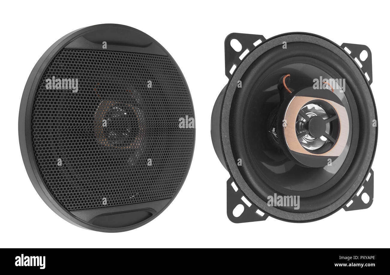 Coaxial car speakers isolated on white background Stock Photo Alamy