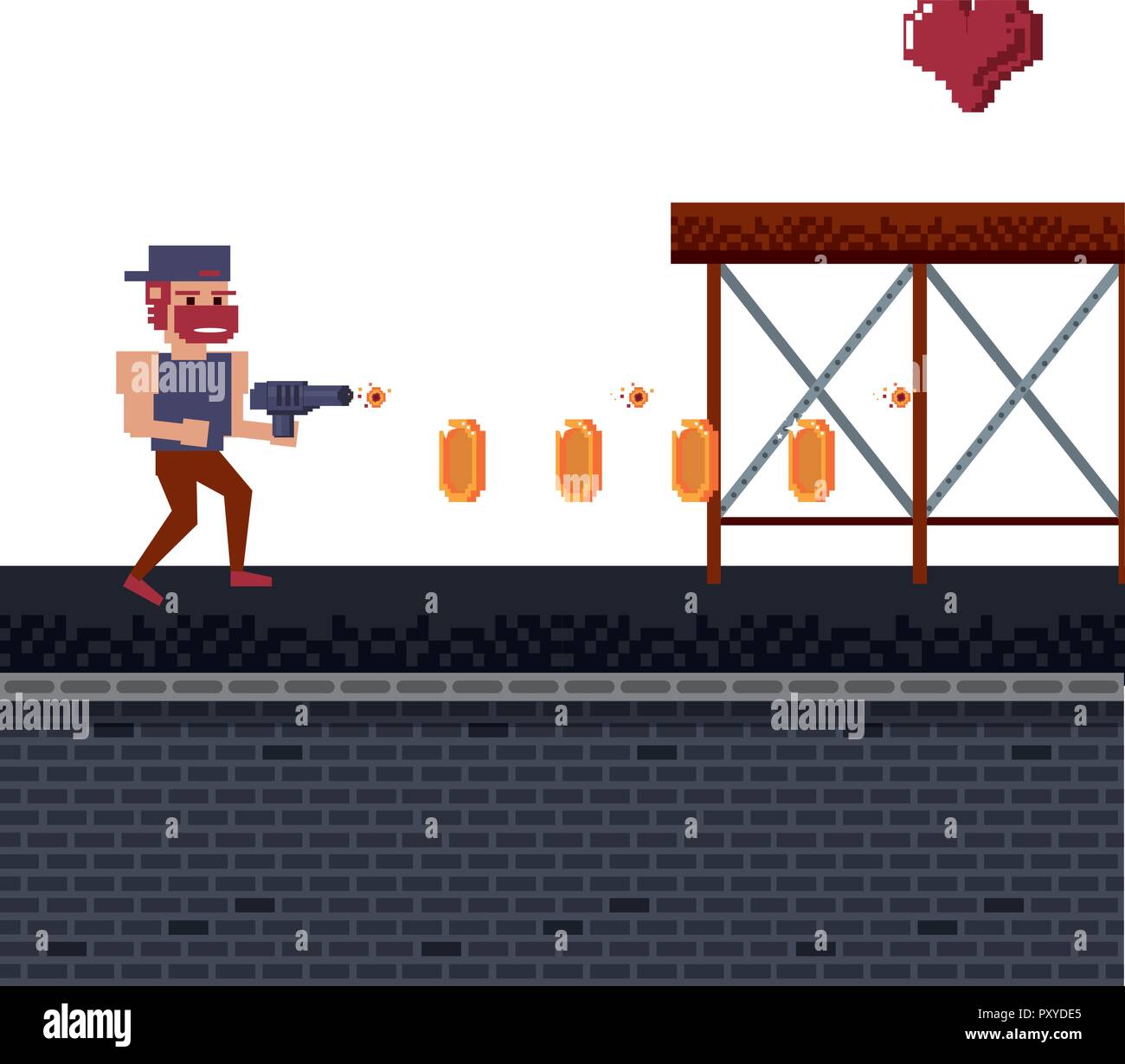 Pixelated videogame scenery Stock Vector