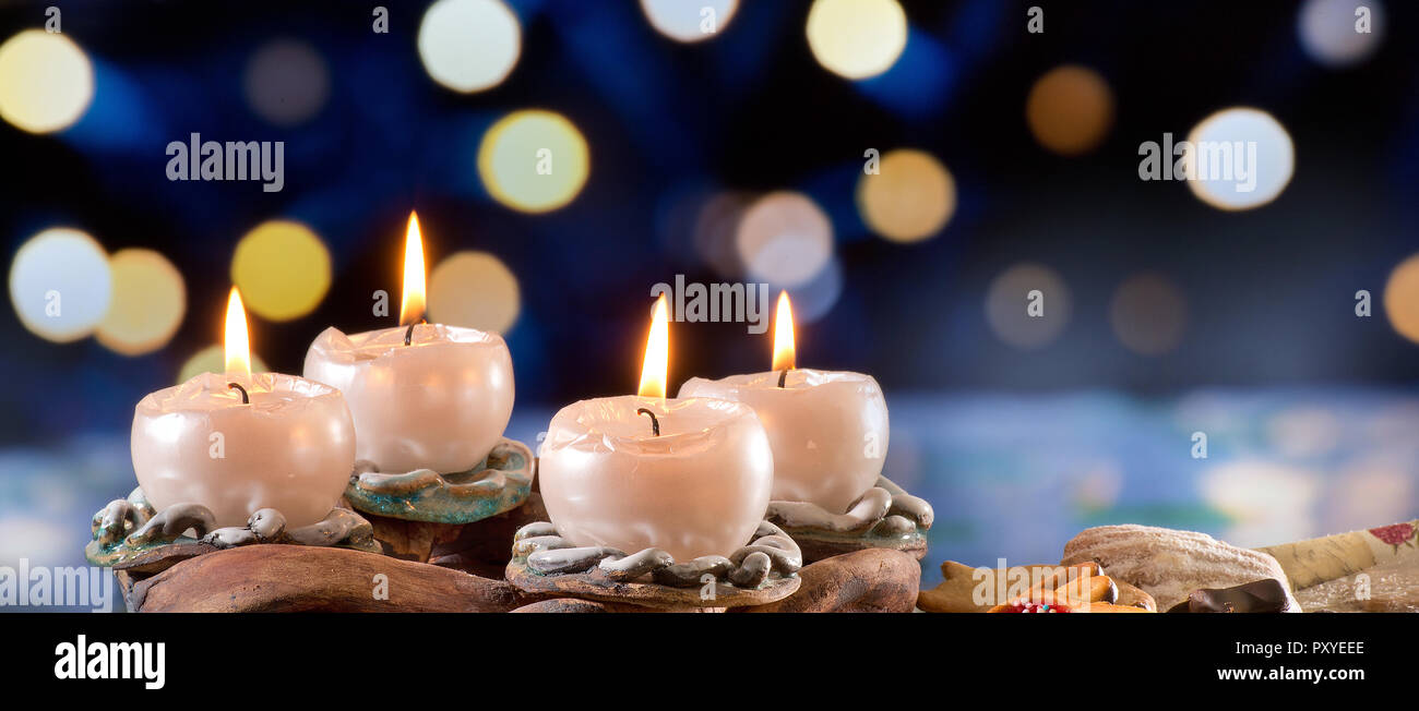 Advent Wreath with Burning Candles on the Dark Background Stock Photo ...