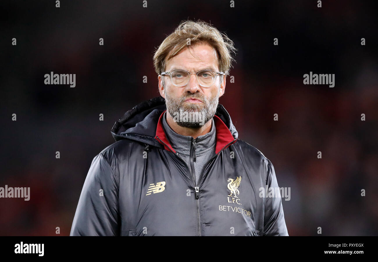 Liverpool manager Jurgen Klopp before the UEFA Champions League, Group C match at Anfield, Liverpool. Stock Photo
