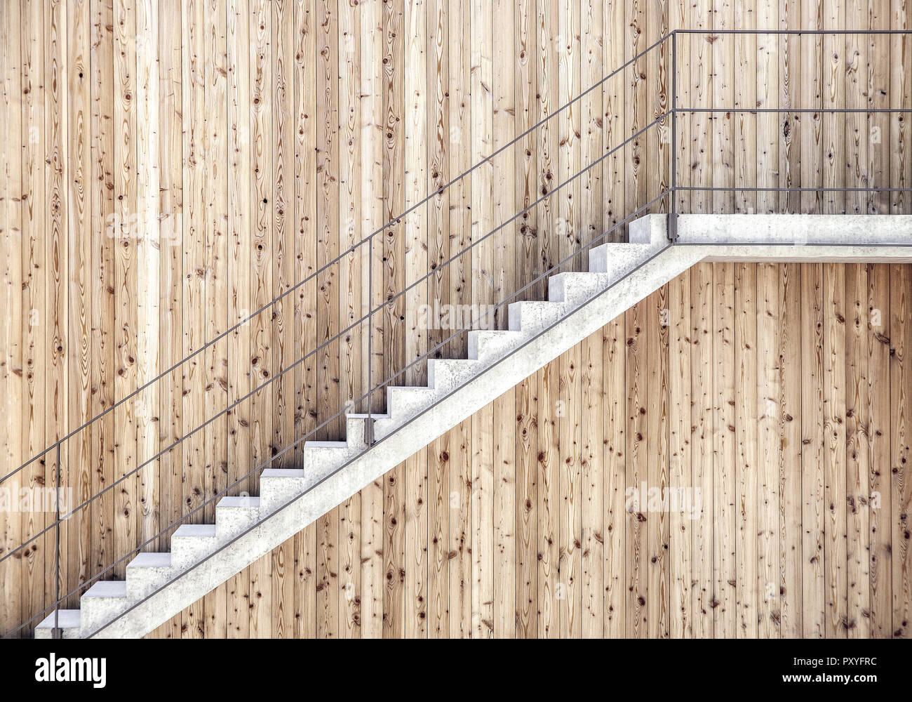 Treppe an Holzfassade Stock Photo