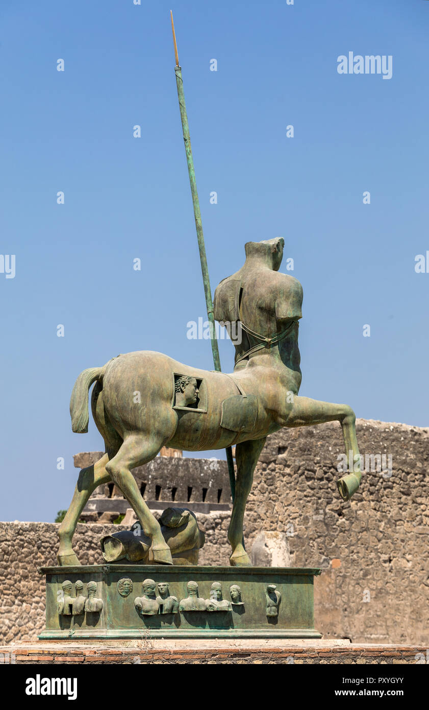 Pompeii, Italy June 15, 2017 Sculptures of the Polish sculptor Igor
