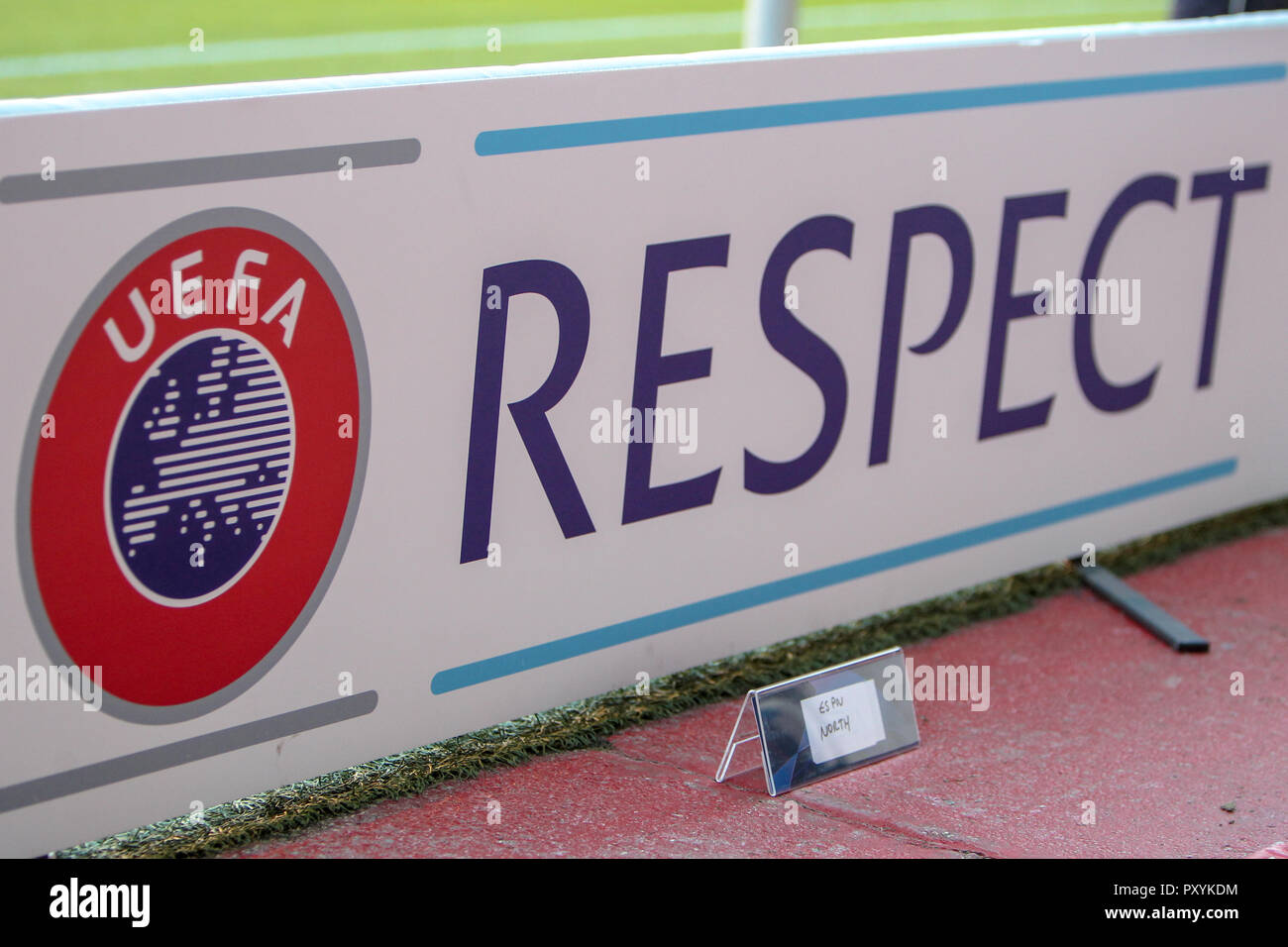 Camp Nou, Barcelona, Spain. 24th Oct, 2018. UEFA Champions League football, Barcelona versus Inter Milan; Respect banner of UEFA at Camp Nou stadium Credit: Action Plus Sports/Alamy Live News Stock Photo -