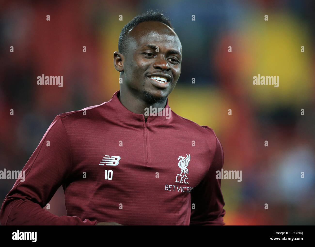 Anfield, Liverpool, UK. 24th Oct, 2018. UEFA Champions League football, Liverpool versus Red Star Belgrade; Sadio Mane of Liverpool warming up Credit: Action Plus Sports/Alamy Live News Stock Photo