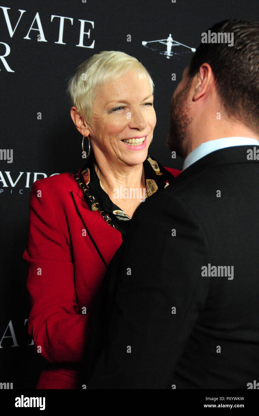 Beverly Hills, California, USA. 24th October, 2018. Singer/songwriter Annie Lennox and director Matthew Heineman attend the Los Angeles Premiere of Aviron Pictures' 'A Private War' at Samuel Goldwyn Theater in Beverly Hills, California. Photo by Barry King/Alamy Live News Stock Photo
