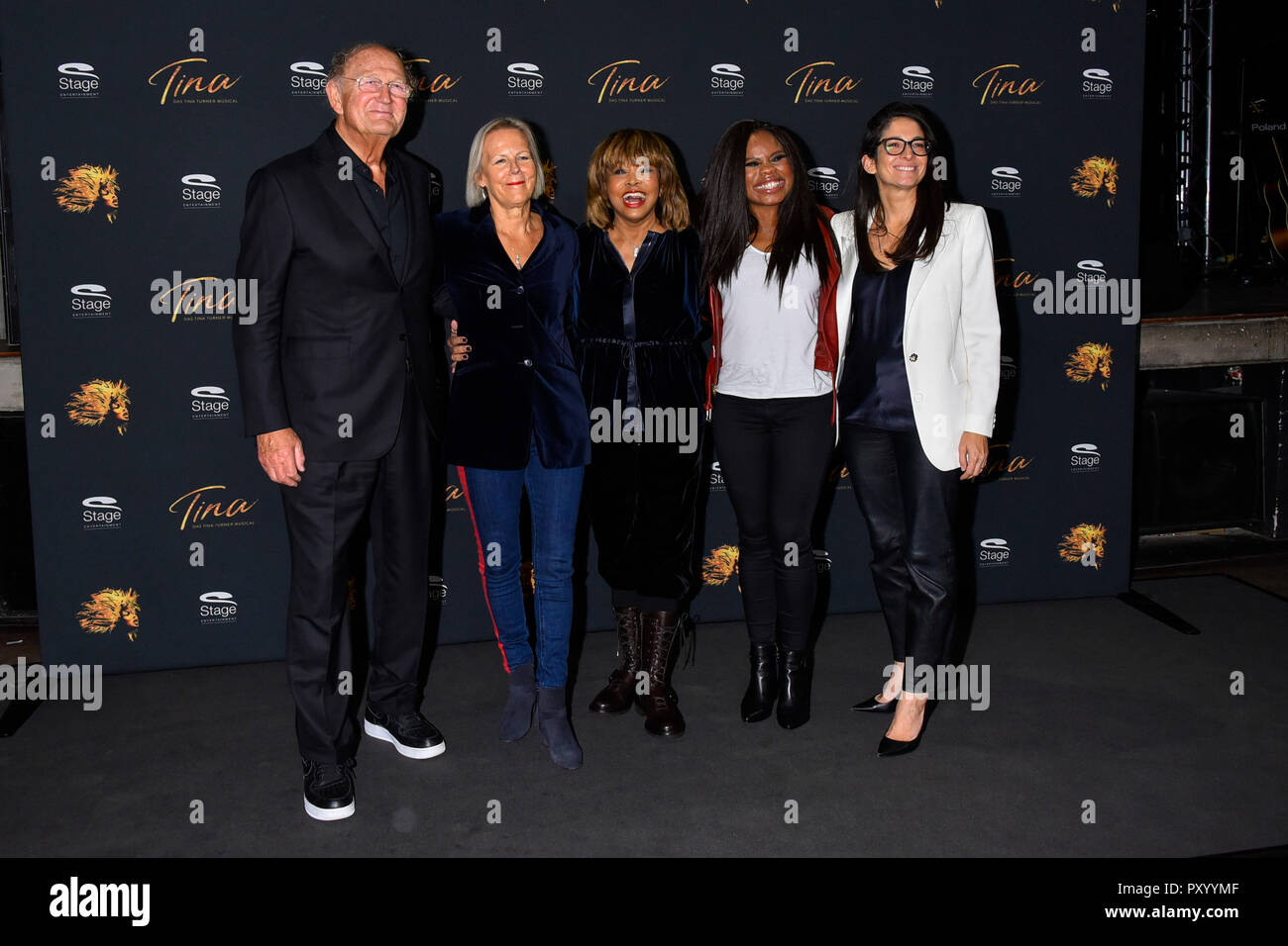 Joop van dem Ende, Phyllida Lloyd Director of the musical, Tina Turner,  Kristina Love Lead actress, Tali Pelman Producer at the PK and Fotocall for  her The Musical Tina - The Tina