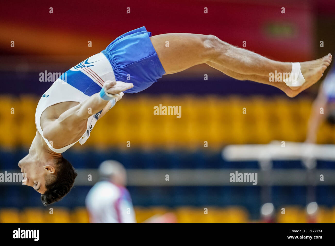 October 25, 2018: Antoine Borello of Â France during floor qualification at the Arena Armeec in Sofia at the 36th FIG Rhythmic Gymnastics World Championships. Ulrik Pedersen/CSM Stock Photo
