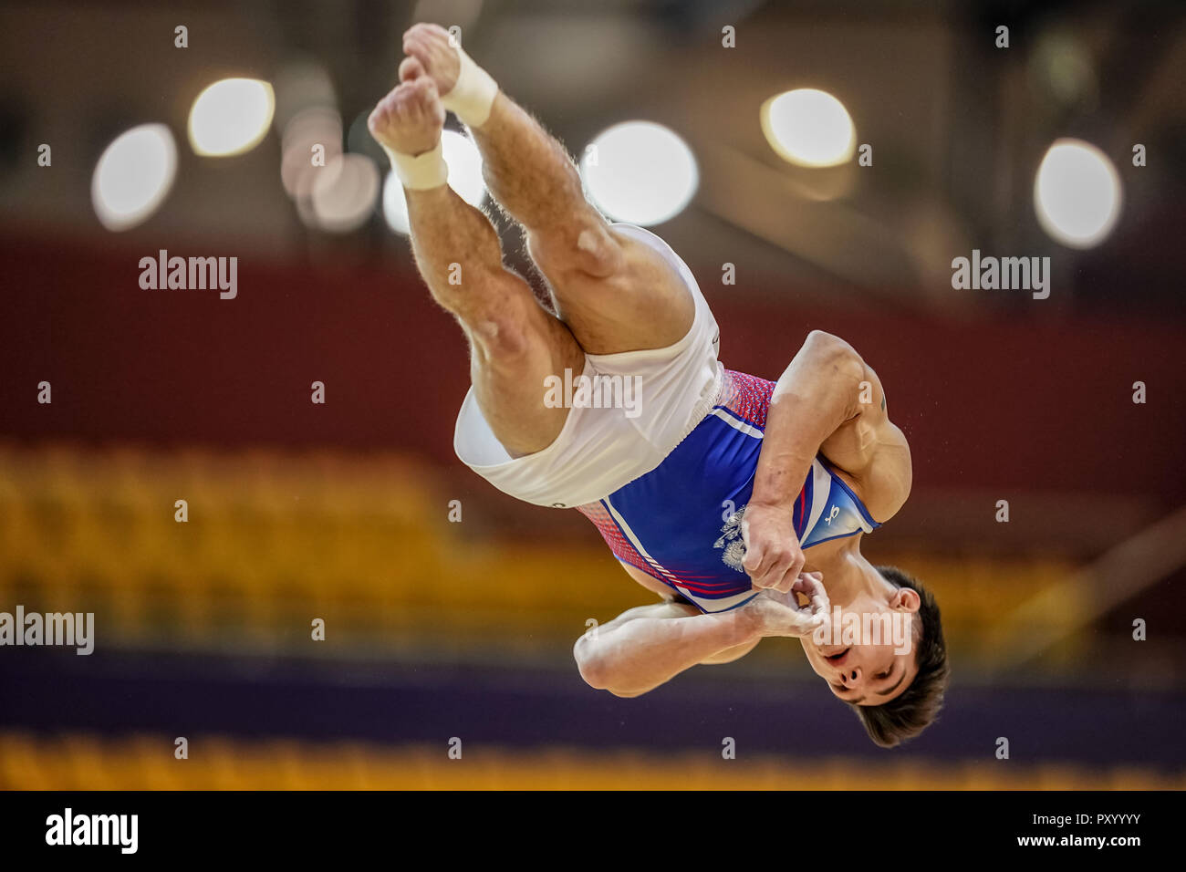 October 25, 2018: Artur Dalaloyan of Â Russia during floor qualification at the Arena Armeec in Sofia at the 36th FIG Rhythmic Gymnastics World Championships. Ulrik Pedersen/CSM Stock Photo
