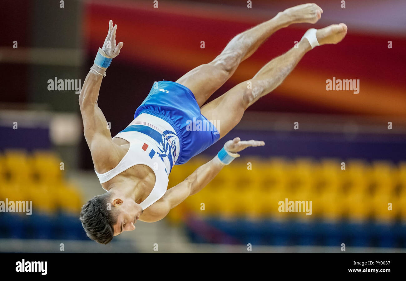 October 25, 2018: Antoine Borello of Â France during floor qualification at the Arena Armeec in Sofia at the 36th FIG Rhythmic Gymnastics World Championships. Ulrik Pedersen/CSM Stock Photo