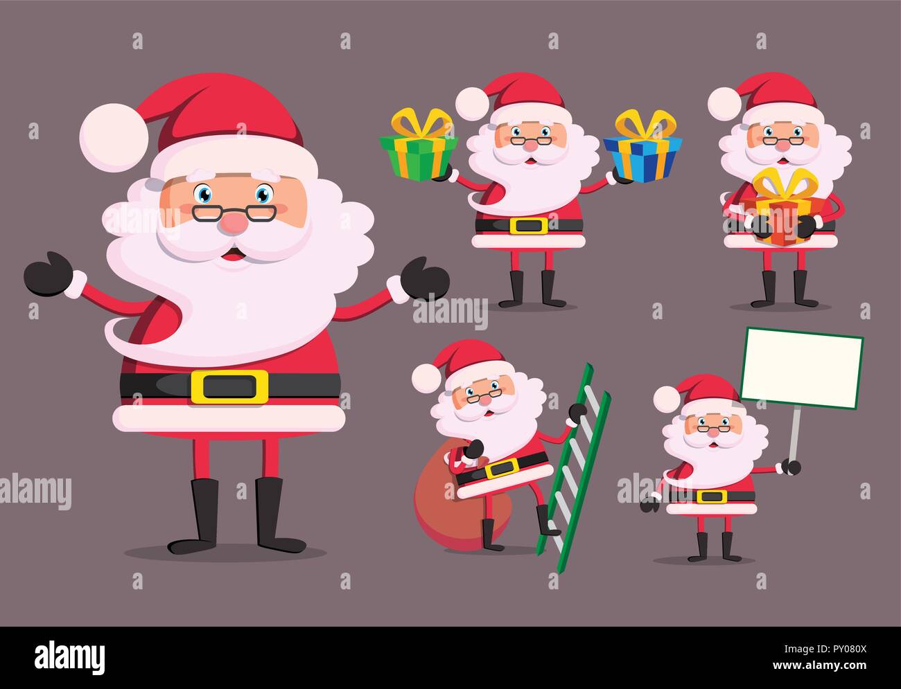 Santa claus vector character set for christmas holding christmas ...