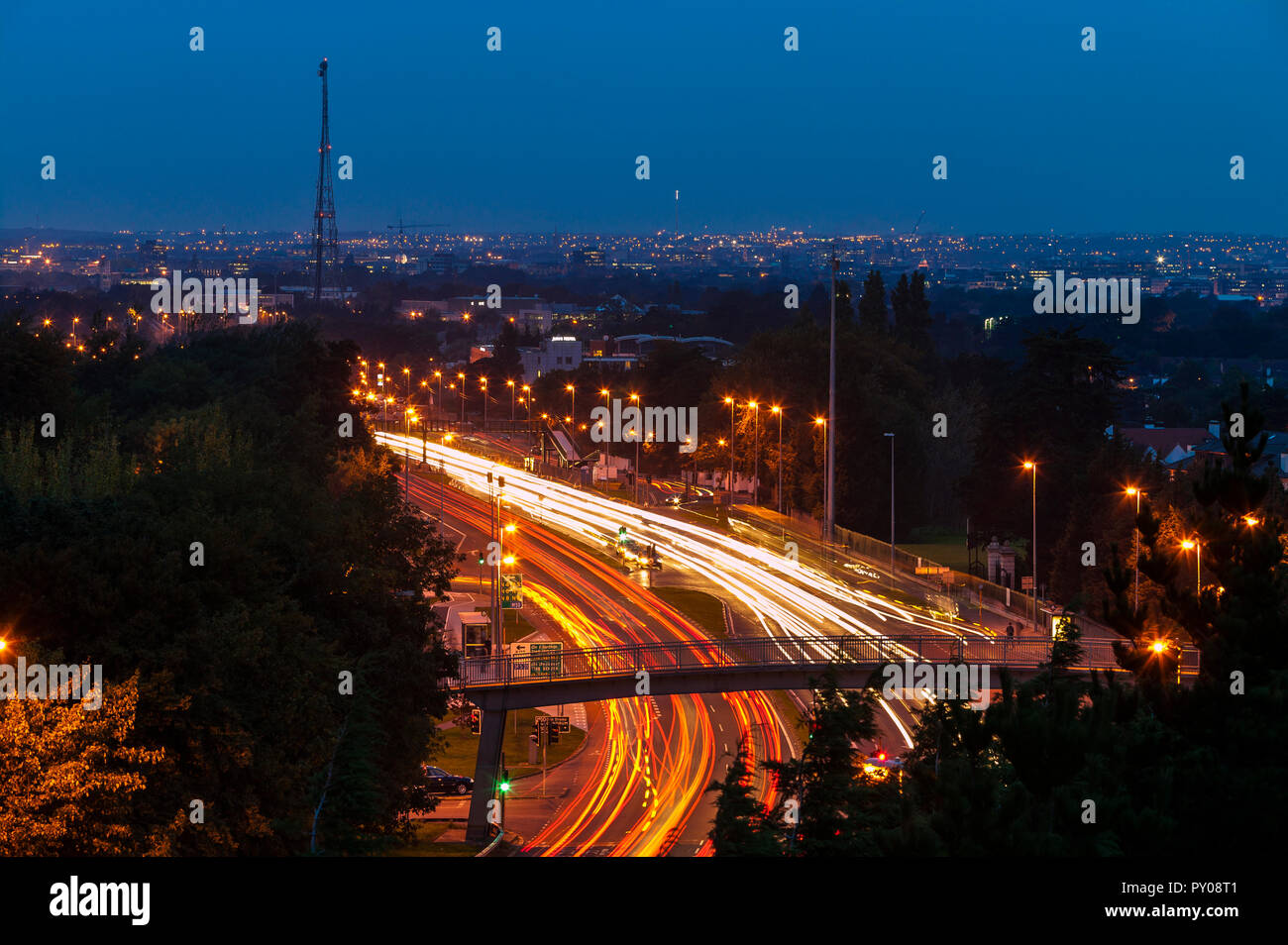 Dublin traffic at night Stock Photo