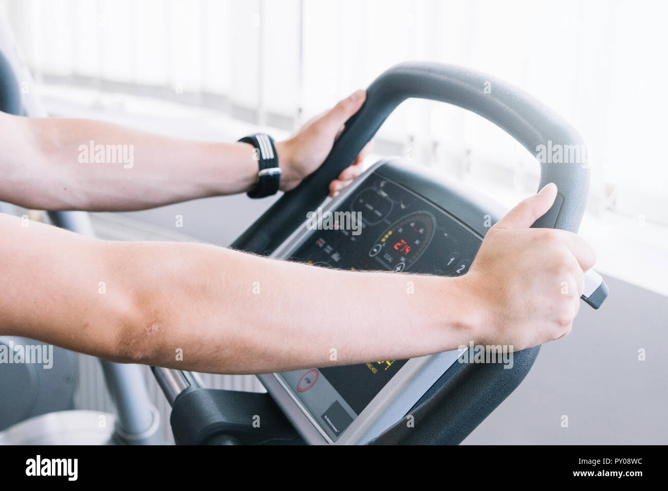 Woman exercising cable machine hi-res stock photography and images - Alamy