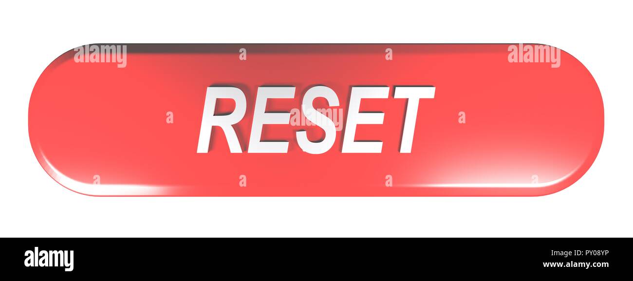 Red rounded rectangle push button RESET 3D rendering Stock Photo Alamy