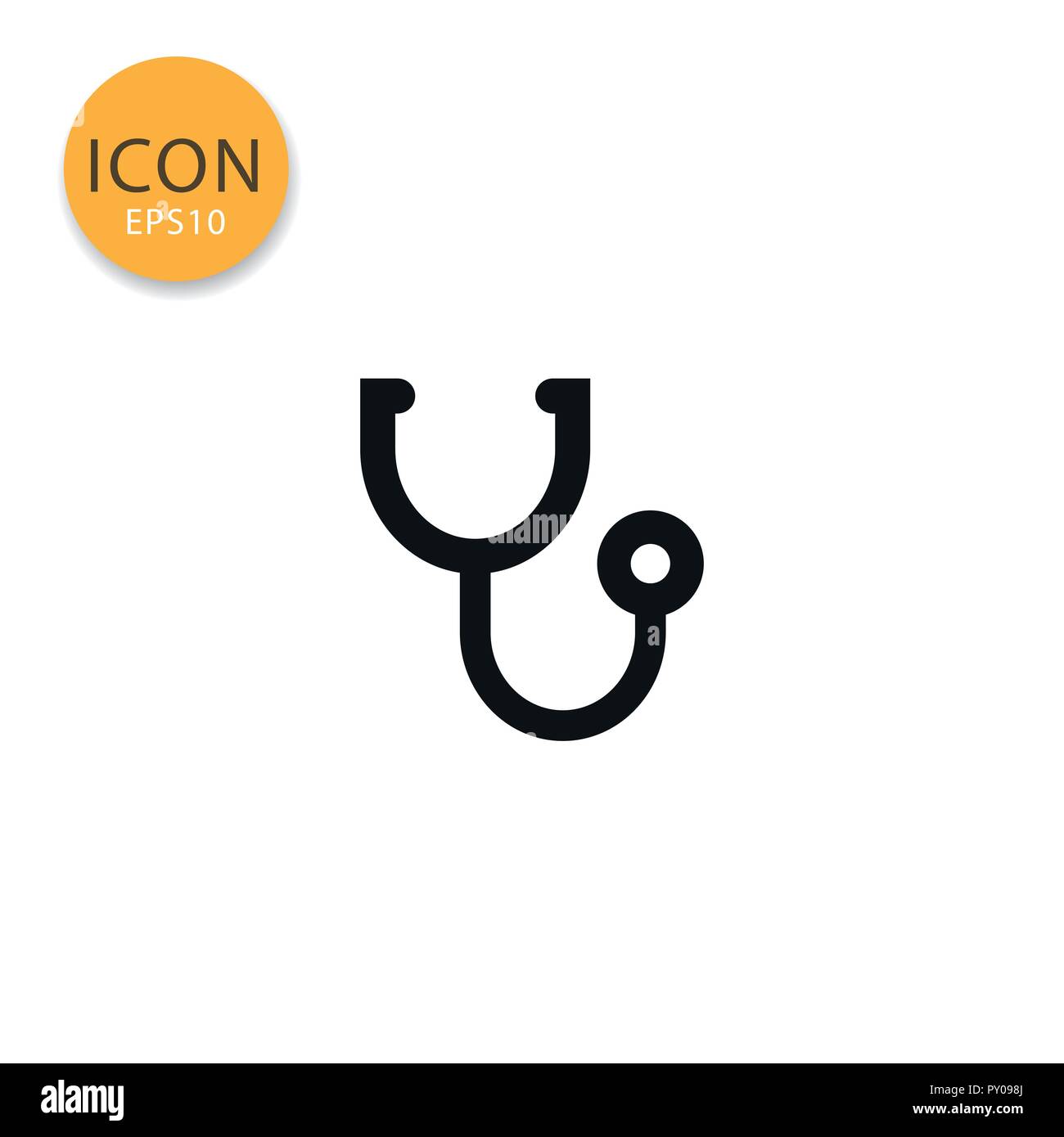 Stethoscope icon flat style in black color vector illustration on white ...