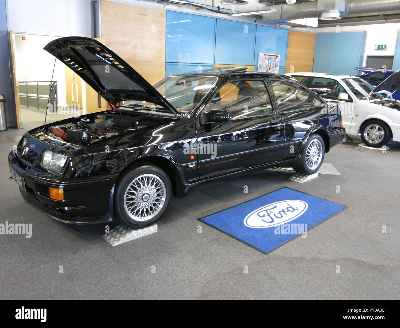 Ford Sierra RS500 Cosworth 1987 limited edition homologation evolution shown at donnington park race circuit at the RS owners club national day 2017 original oem factory standard concours condition mk1 1st generation Stock Photo