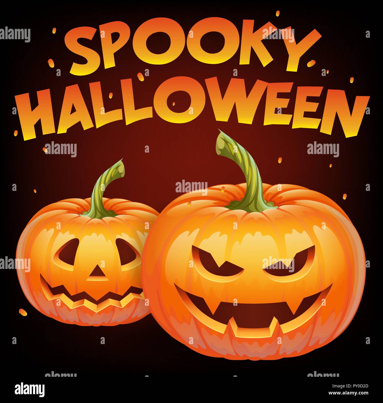 Spooky halloween banner with halloween pumpkin face - Evil smile Jack o ...