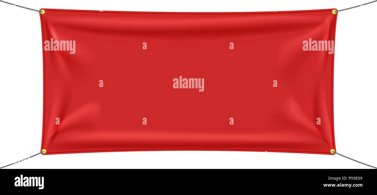Download Red Textile Banner With Folds Isolated On White Background Blank Hanging Fabric Template Empty Mockup Vector Illustration Stock Vector Image Art Alamy PSD Mockup Templates