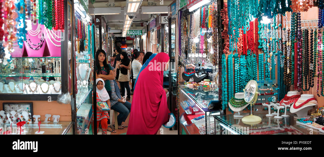 Interior of shopping mall with customers, San Juan, Metro Manila, Philippines Stock Photo