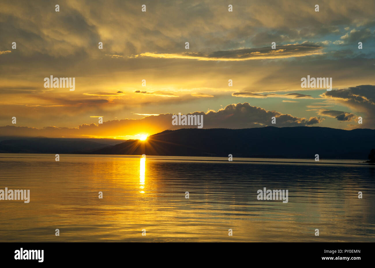 Sunset at Flathead Lake, Montana, USA Stock Photo