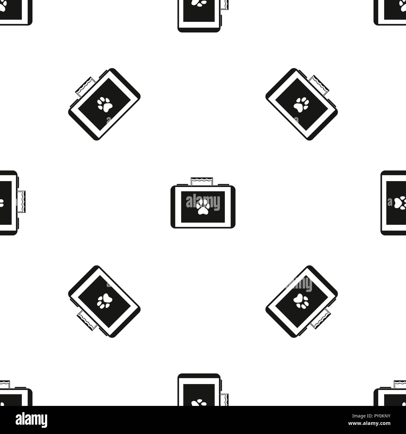 Suitcase for animals pattern seamless black Stock Vector