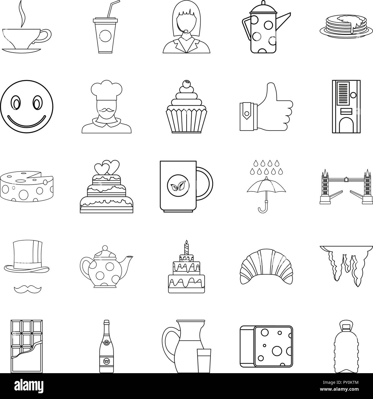 Tea Icons Set Outline Style Stock Vector Image And Art Alamy