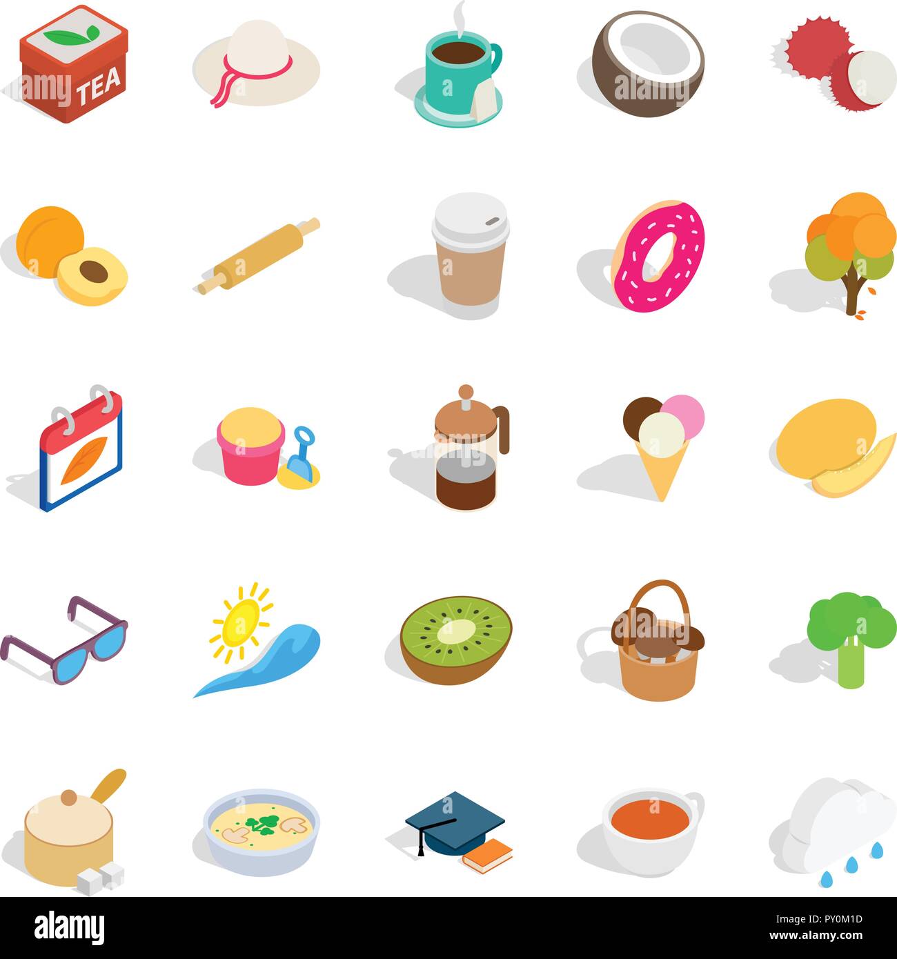 Tea mixture icons set, isometric style Stock Vector