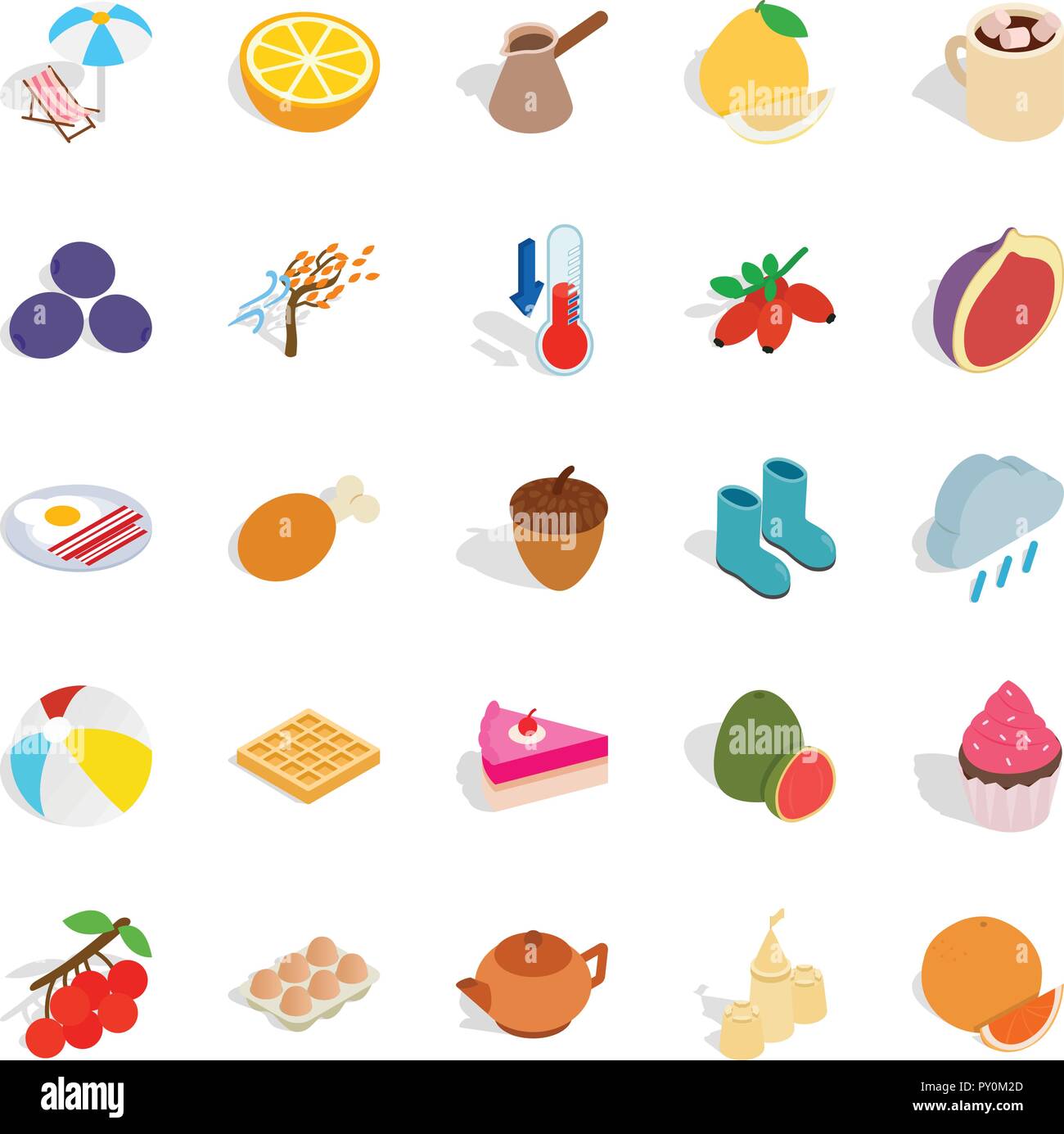 Mixture icons set, isometric style Stock Vector
