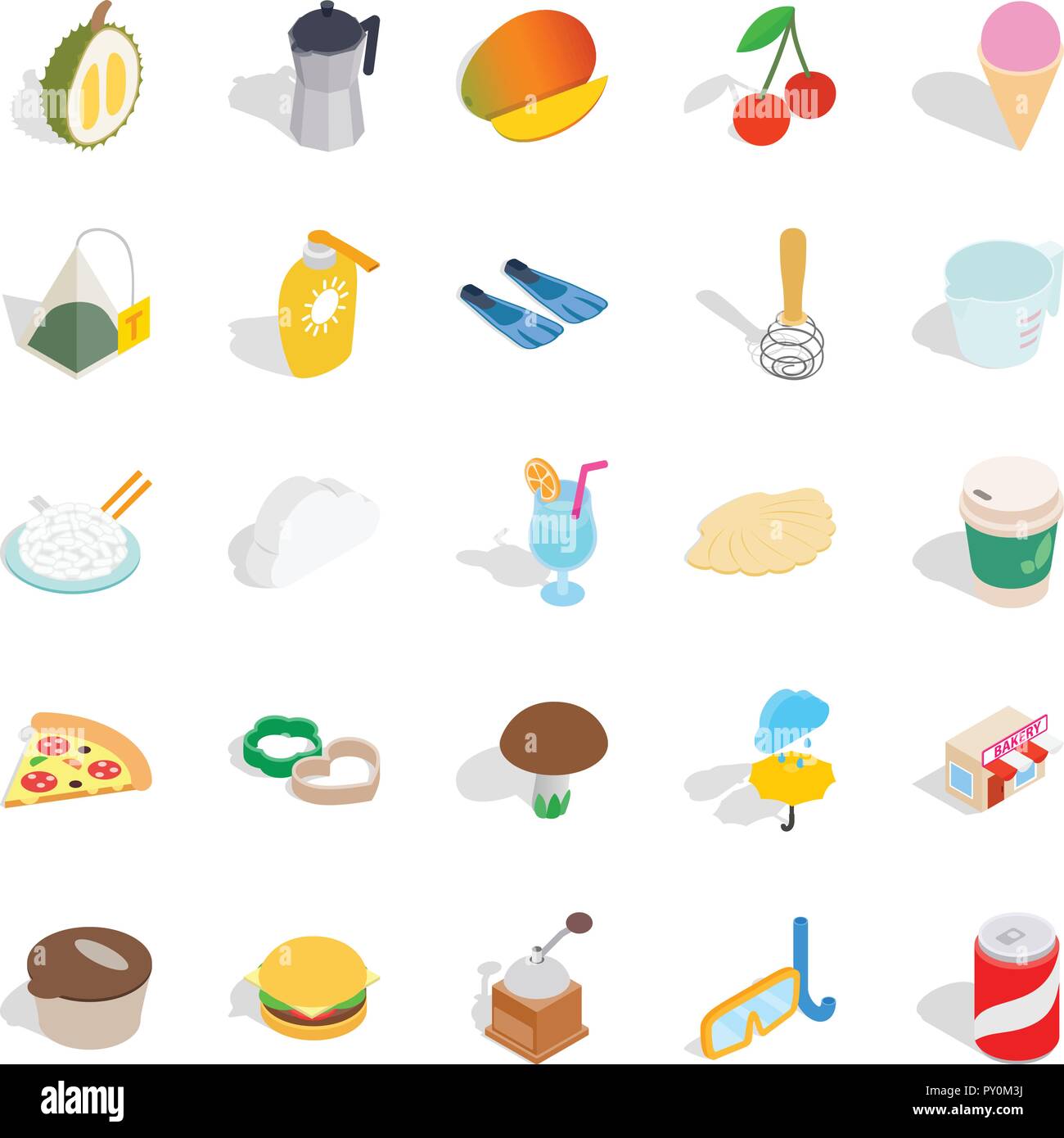 Tea drink icons set, isometric style Stock Vector
