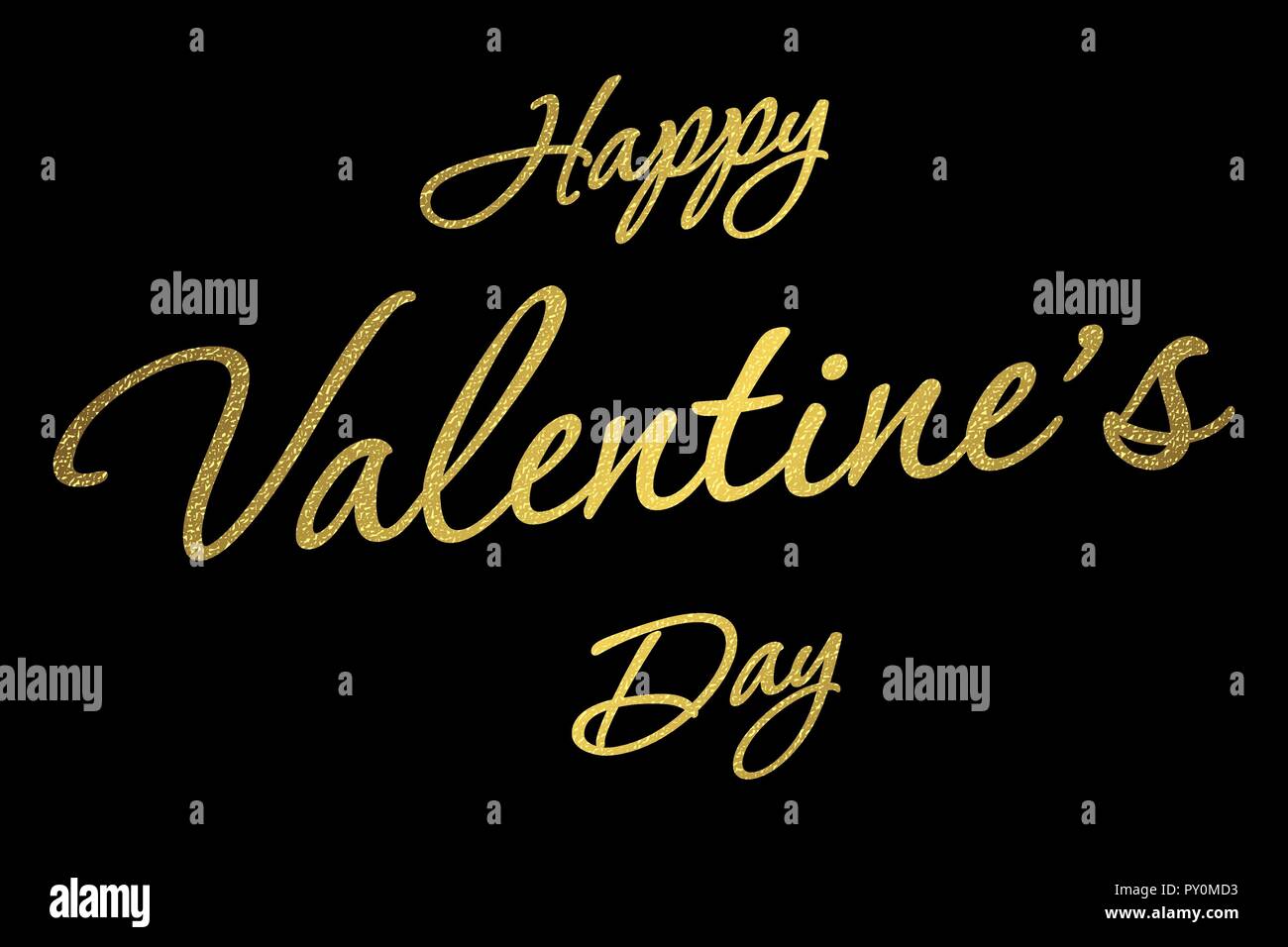 Happy Valentine Day vector heart calligraphy gold text for greeting ...
