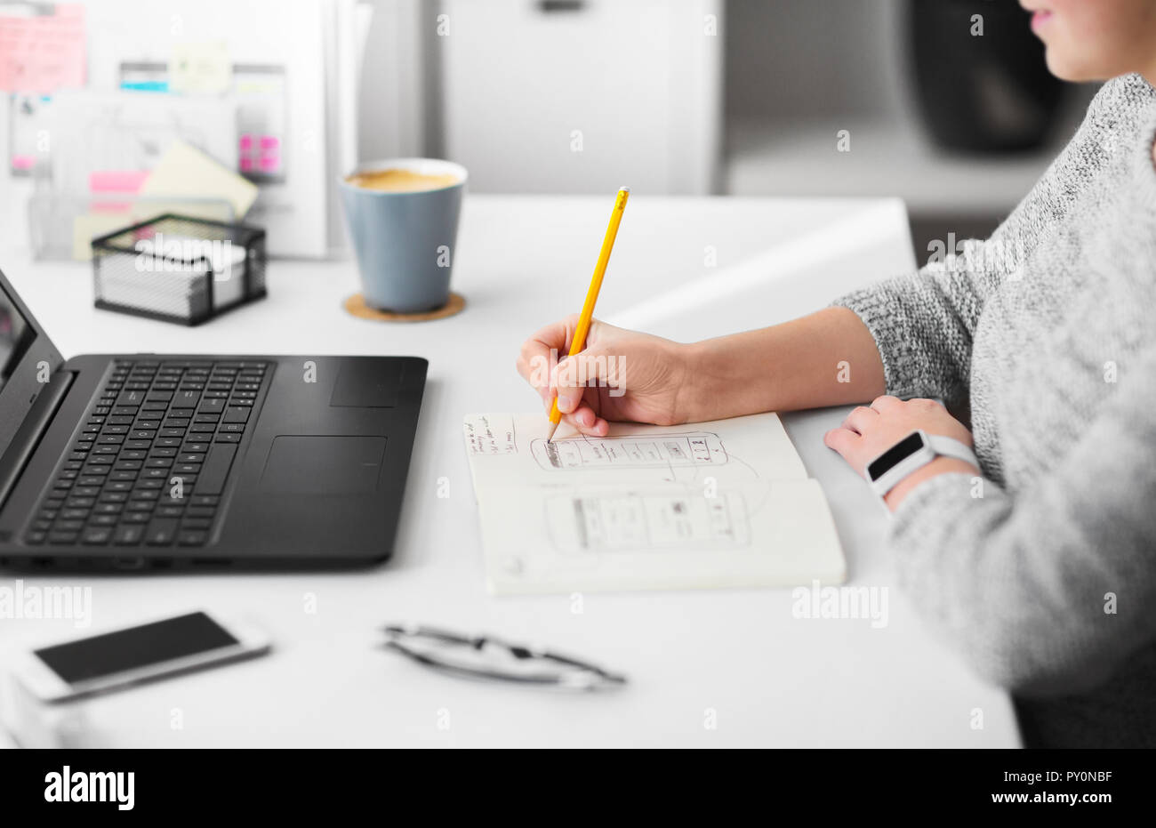 web designer working on user interface at office Stock Photo