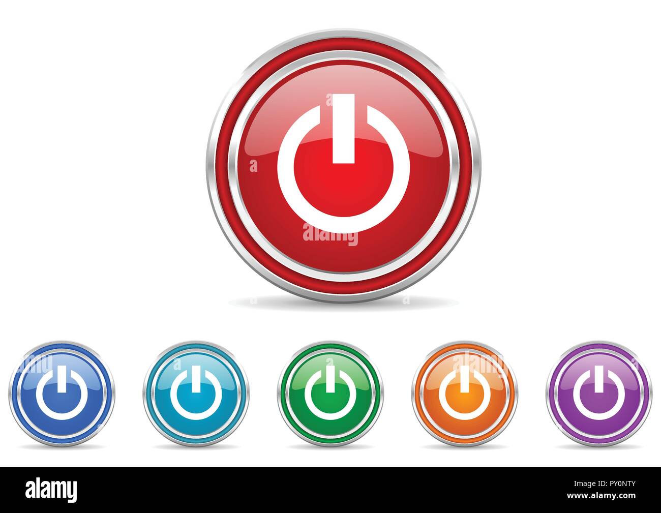 Power silver metallic colorful vector web and mobile phone icon set ...
