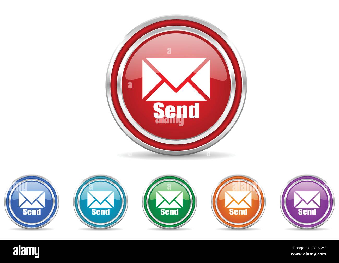 Send silver metallic colorful vector web and mobile phone icon set ...