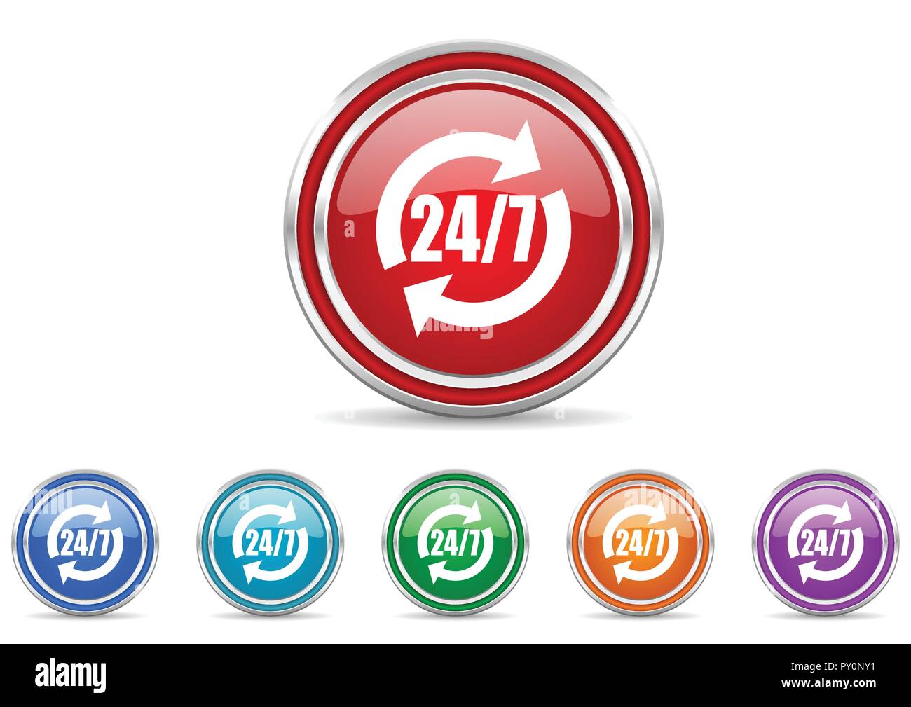 Service silver metallic colorful vector web and mobile phone icon set ...