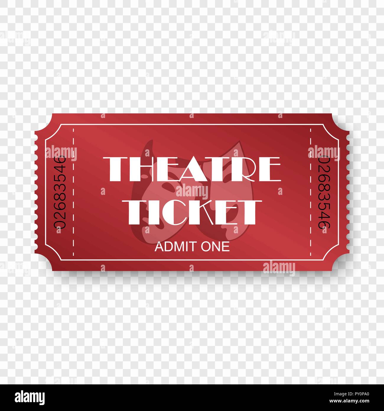 Theatre ticket isolated on transparent background. . Template for your design Stock Vector