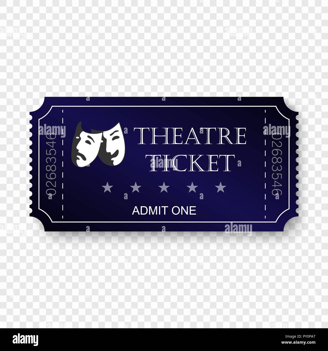 Theatre ticket isolated on transparent background. . Template for your design Stock Vector