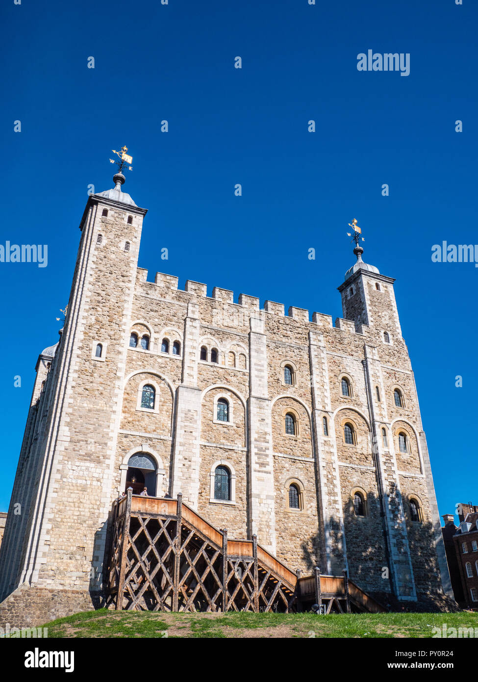 Tourists Entering, The White Tower, Tower of London, England, UK, GB. Stock Photo