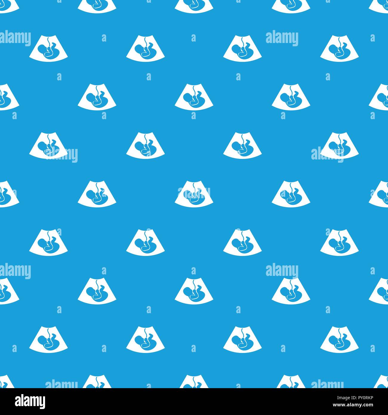 Ultrasound fetus pattern seamless blue Stock Vector