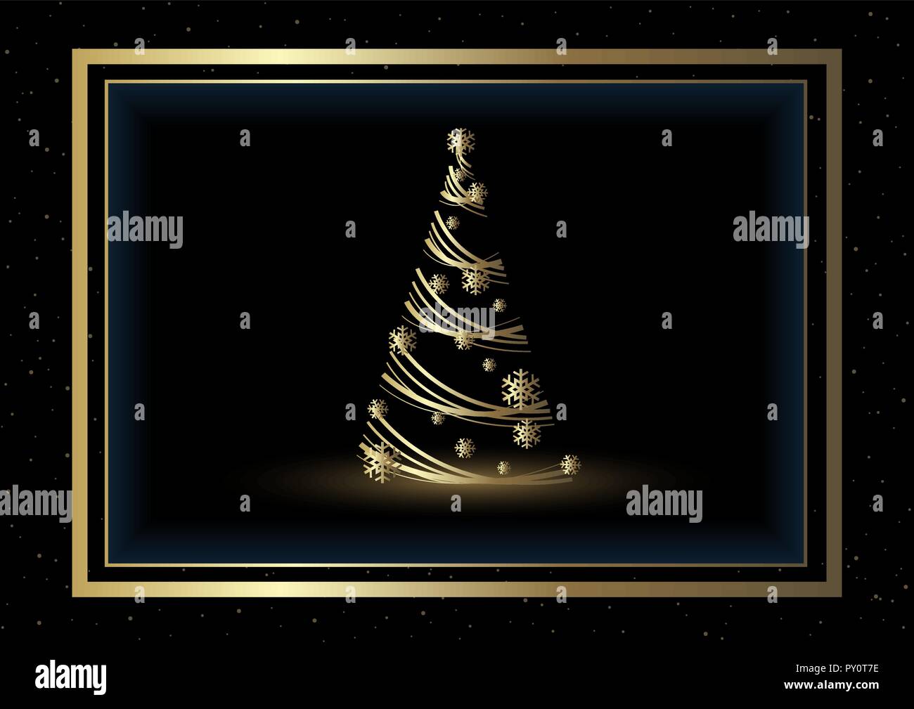 Black Christmas Background with Golden Xmas Tree Stock Vector Image ...