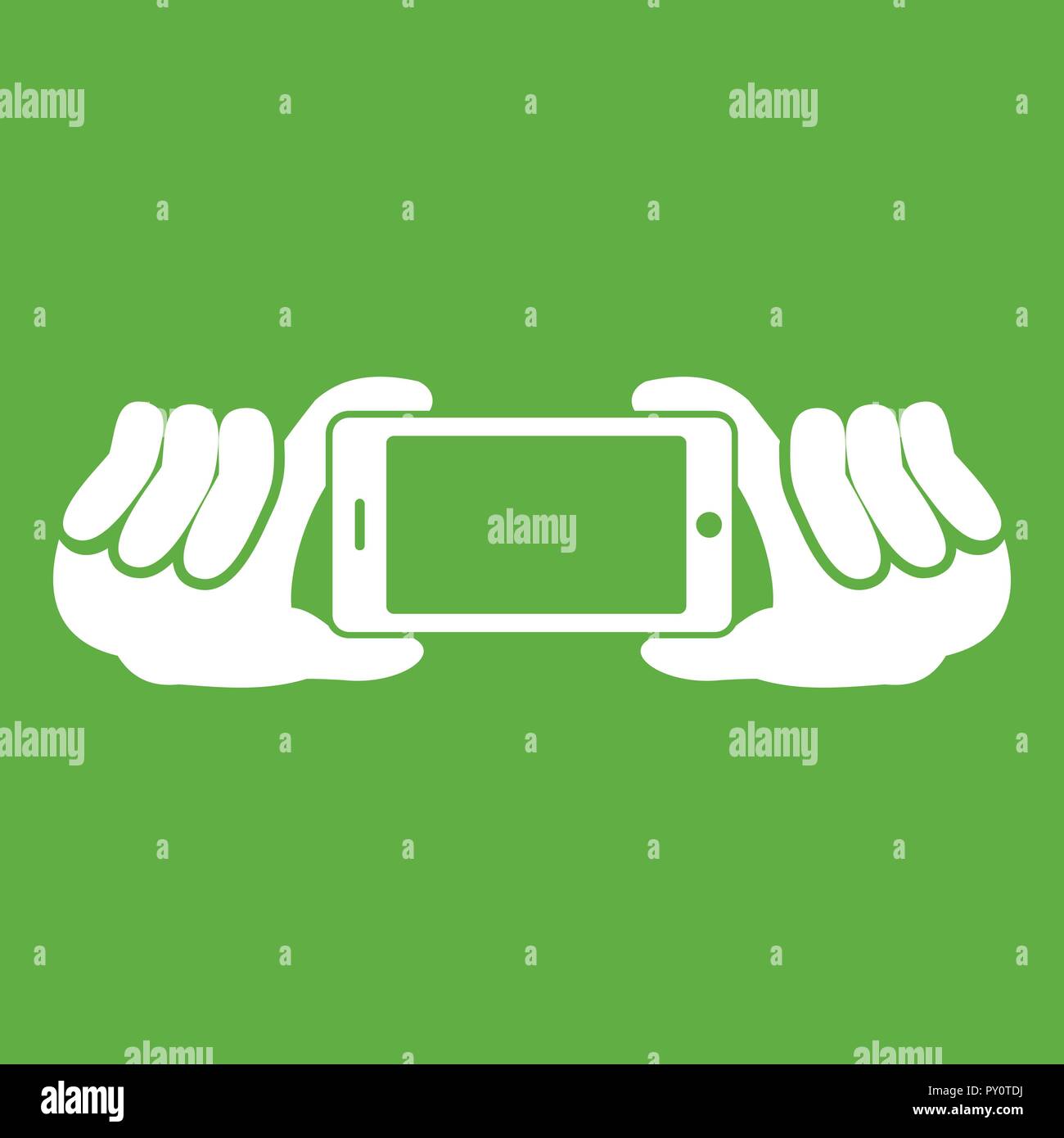 Two hands holding mobile phone icon green Stock Vector Image & Art - Alamy