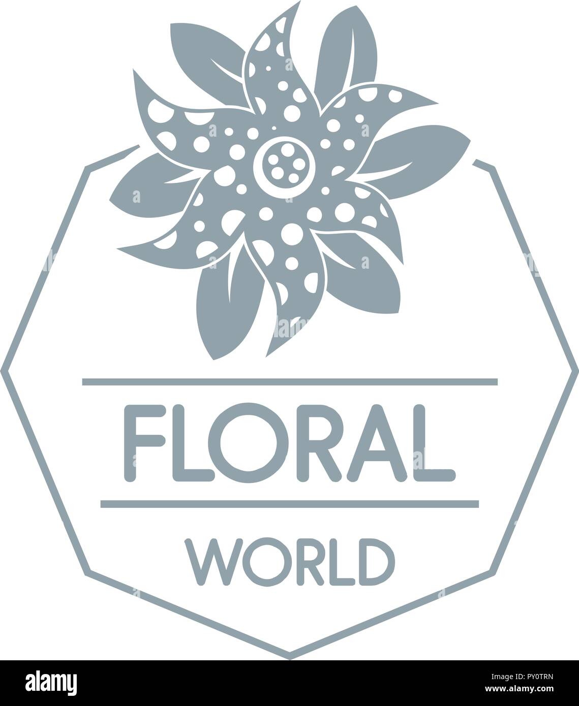 Flower world logo, simple gray style Stock Vector